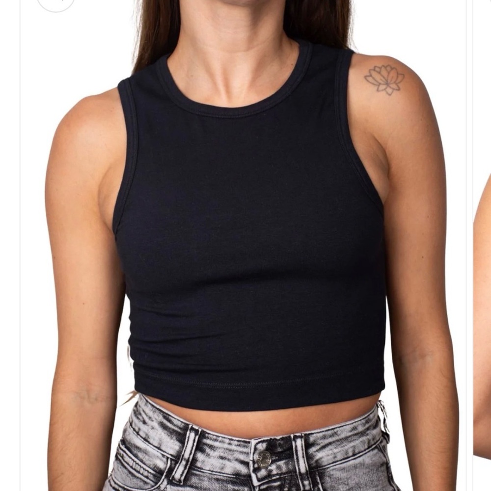 Black Women's Cropped high neck Tank Top